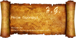 Heim Gyöngyi névjegykártya